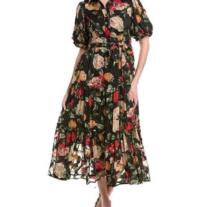Gracia Black Floral Midi Dress